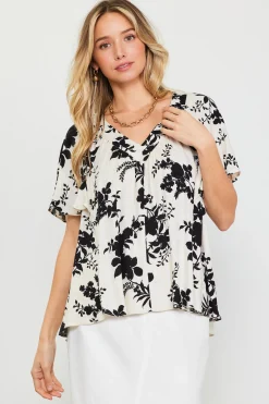 SKIES ARE BLUE Amaya Jacquard Print Short Sleeve Top* Short Sleeve Tops