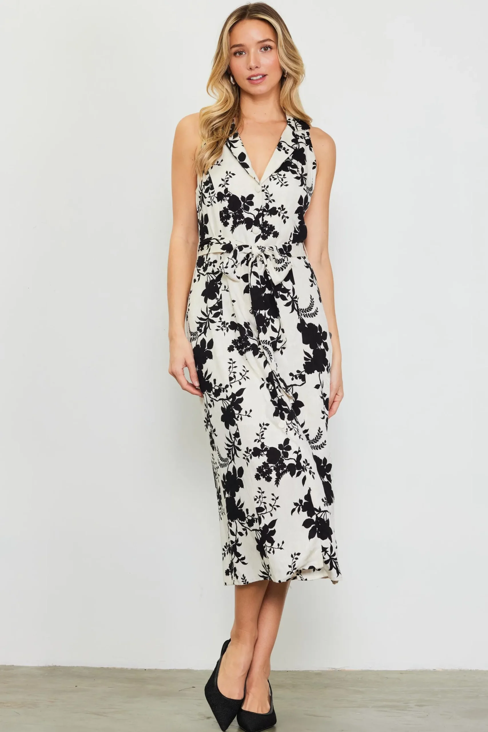 SKIES ARE BLUE Amaya Jacquard Print Sleeveless Dress* Midi Dresses