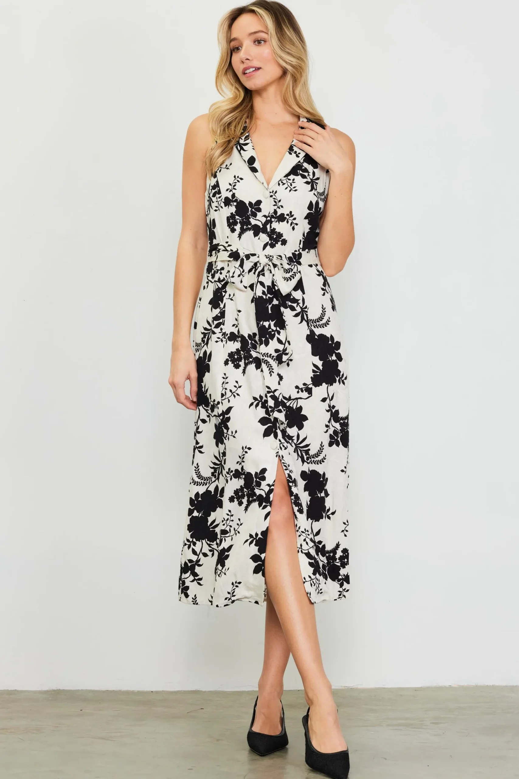 SKIES ARE BLUE Amaya Jacquard Print Sleeveless Dress* Midi Dresses