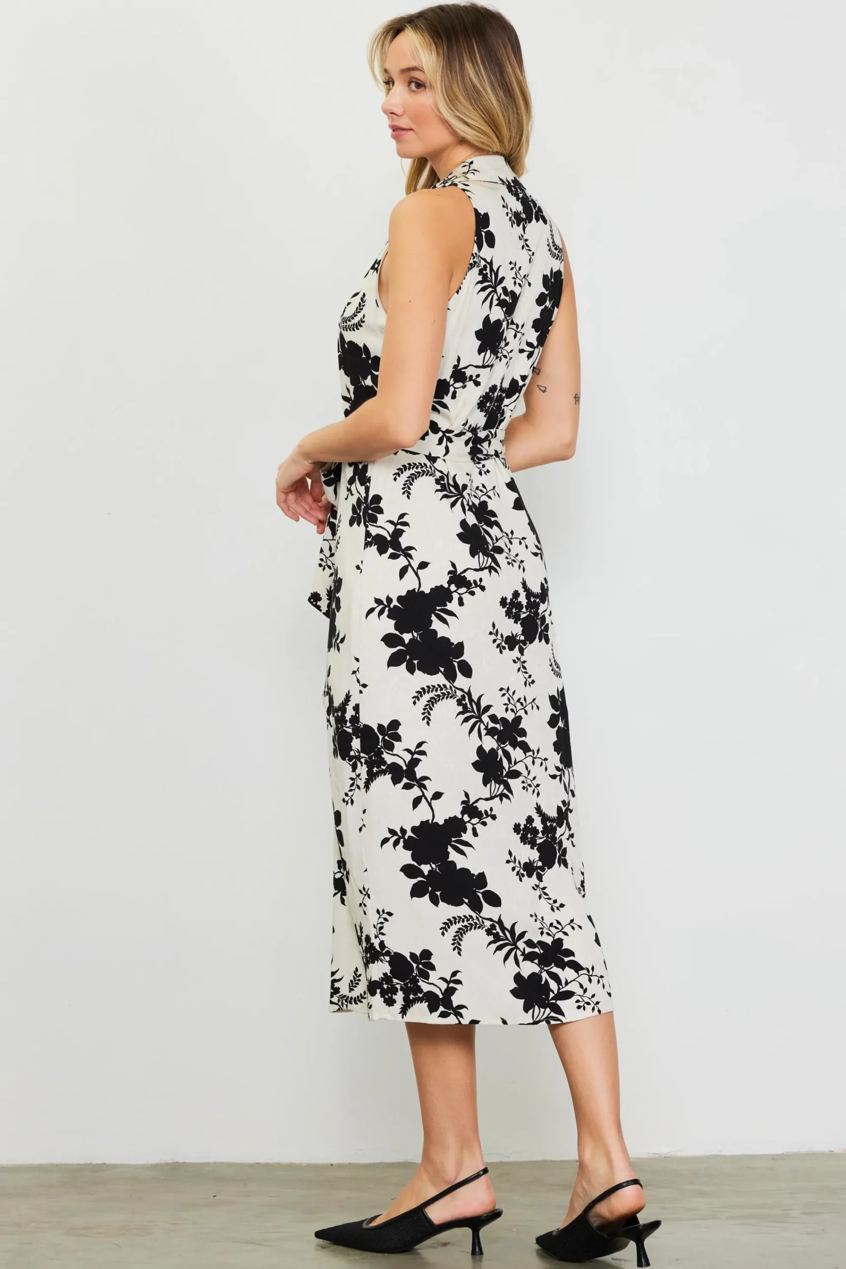SKIES ARE BLUE Amaya Jacquard Print Sleeveless Dress* Midi Dresses