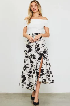 SKIES ARE BLUE Amaya Jacquard Ruffle Asymmetrical Skirt* Skirts
