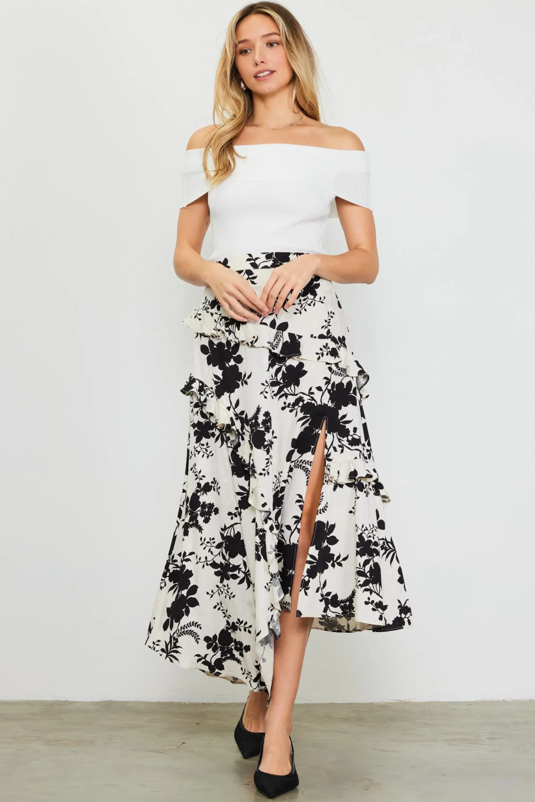 SKIES ARE BLUE Amaya Jacquard Ruffle Asymmetrical Skirt* Skirts