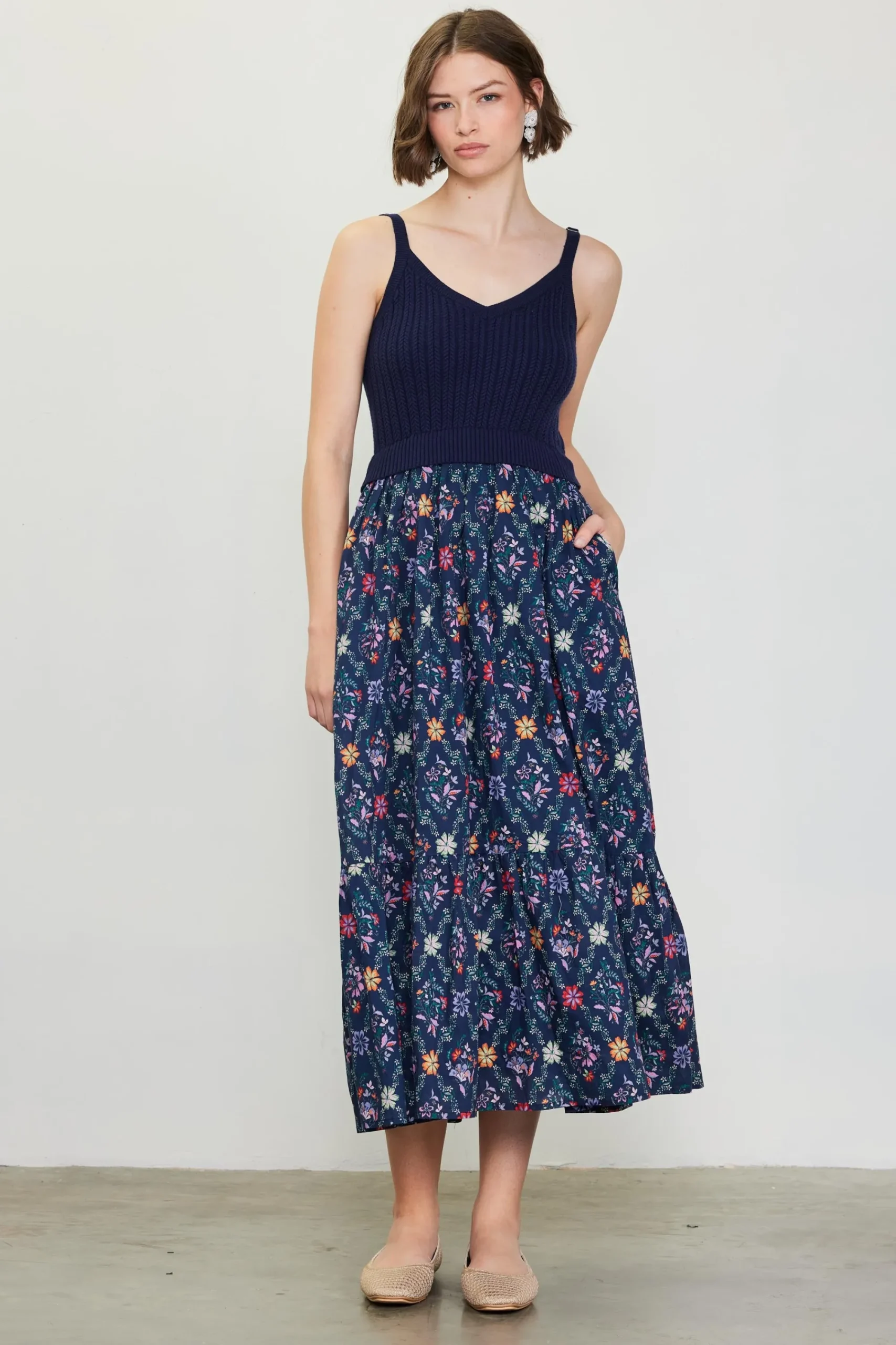 SKIES ARE BLUE Amelia Floral Print Midi Dress* Midi Dresses