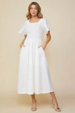 SKIES ARE BLUE Andrea Poplin Midi Dress* Midi Dresses