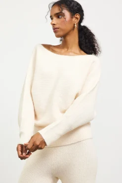 SKIES ARE BLUE Boatneck Ribbed Knit Sweater* Sweaters
