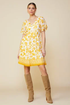 SKIES ARE BLUE Border Print Mini Dress* Mini Dresses