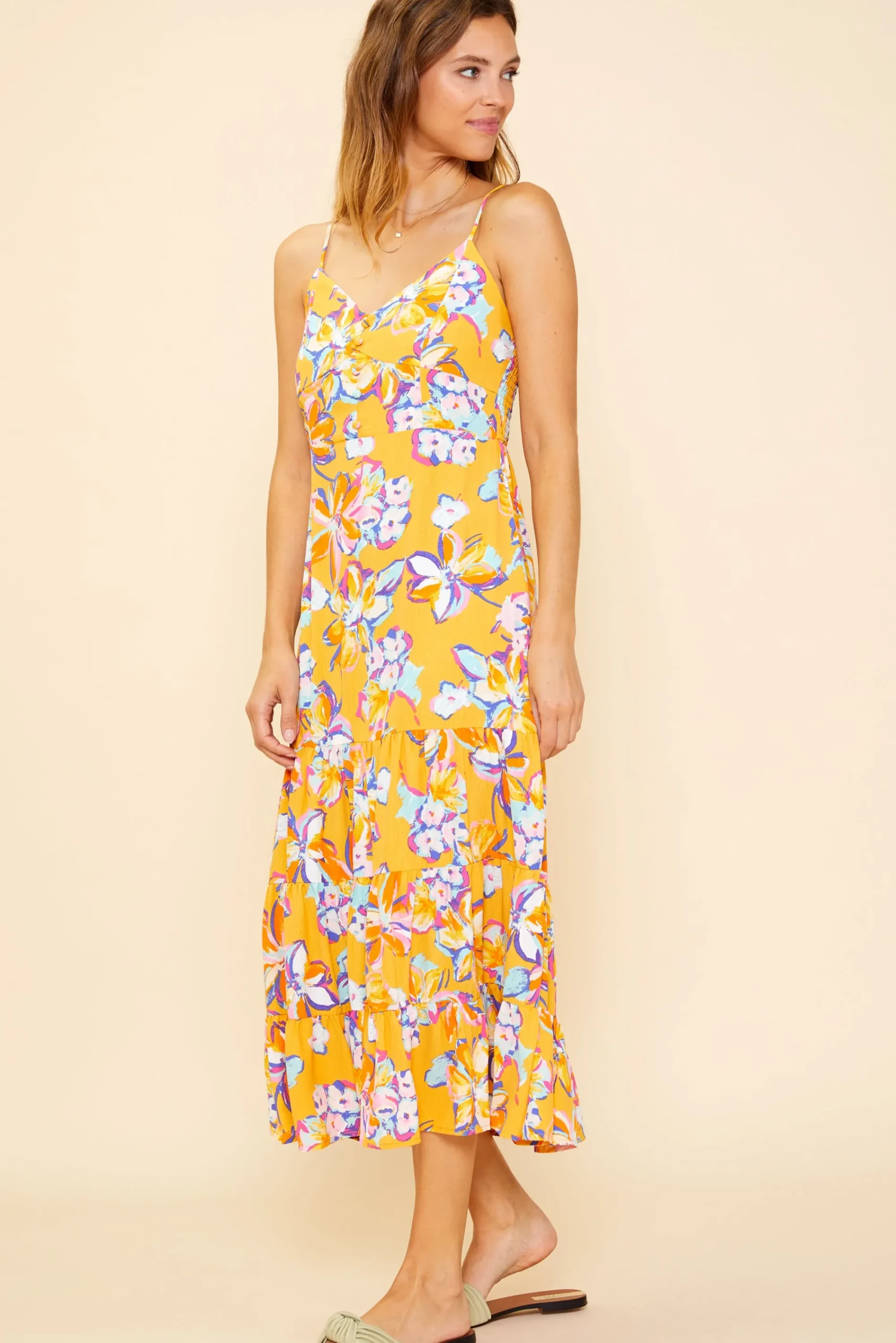 SKIES ARE BLUE Button Detail Midi Dress* Midi Dresses