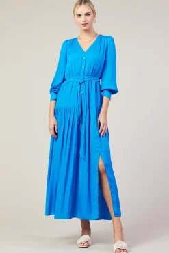SKIES ARE BLUE Button Detail Tiered Maxi Dress* Maxi Dresses