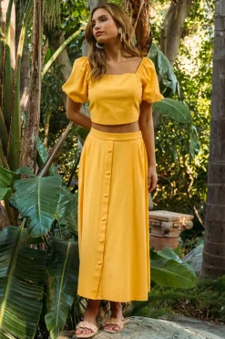 SKIES ARE BLUE Button Down Maxi Skirt* Skirts