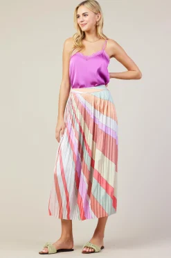 SKIES ARE BLUE Carmine Print Pleated Midi Skirt* Skirts