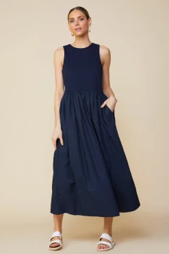 SKIES ARE BLUE Celia Mixed Media Midi Dress* Midi Dresses