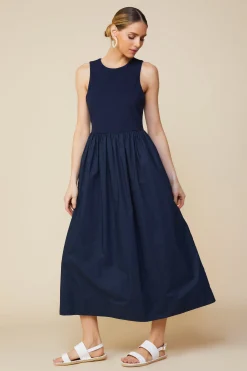 SKIES ARE BLUE Celia Mixed Media Midi Dress* Midi Dresses