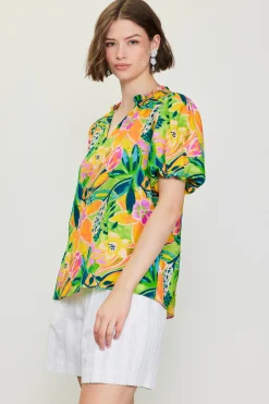 SKIES ARE BLUE Celine Floral Print Bubble Sleeve Top* Short Sleeve Tops