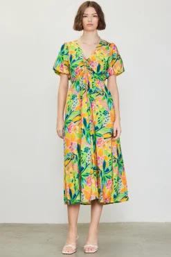 SKIES ARE BLUE Celine Floral Print Midi Dress* Midi Dresses