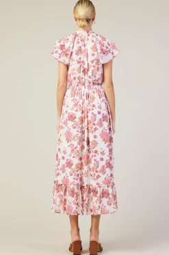 SKIES ARE BLUE Ceres Floral Print Tie Neck Midi Dress* Midi Dresses