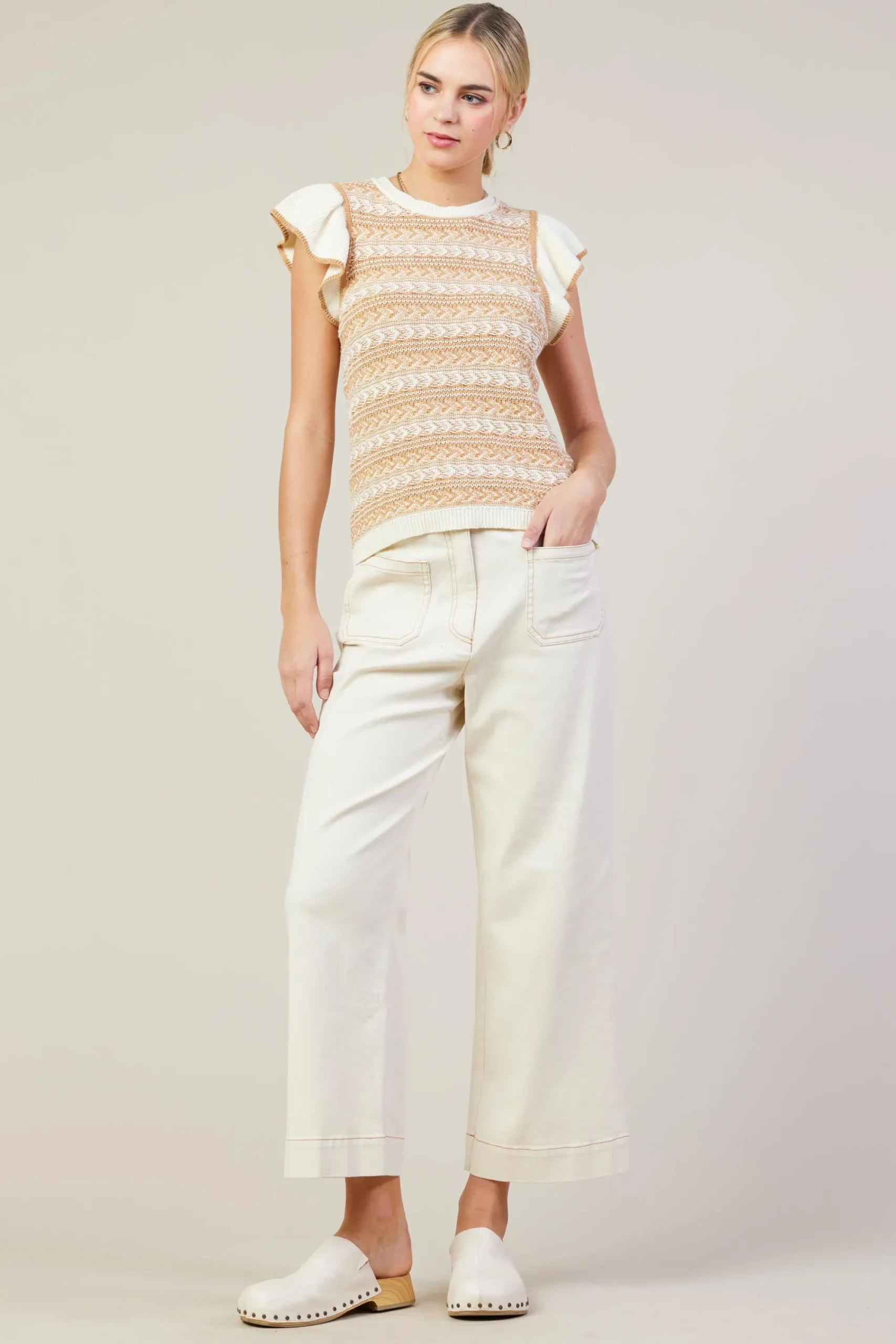 SKIES ARE BLUE Cotton Twill Crop Pants* Pants