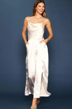 SKIES ARE BLUE Cowl Neckline Satin Jumpsuit* Jumpsuits