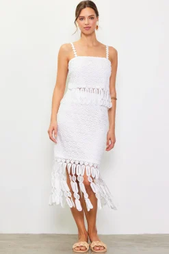 SKIES ARE BLUE Crochet Cami With Fringe Detail* Sleeveless Tops
