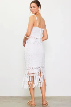 SKIES ARE BLUE Crochet Cami With Fringe Detail* Sleeveless Tops
