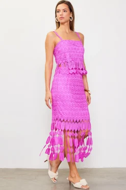 SKIES ARE BLUE Crochet Midi Skirt with Fringe Detail* Skirts