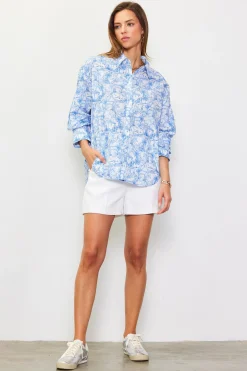 SKIES ARE BLUE Daphne Floral Print Button Down Blouse* Blouses|Long Sleeve Tops