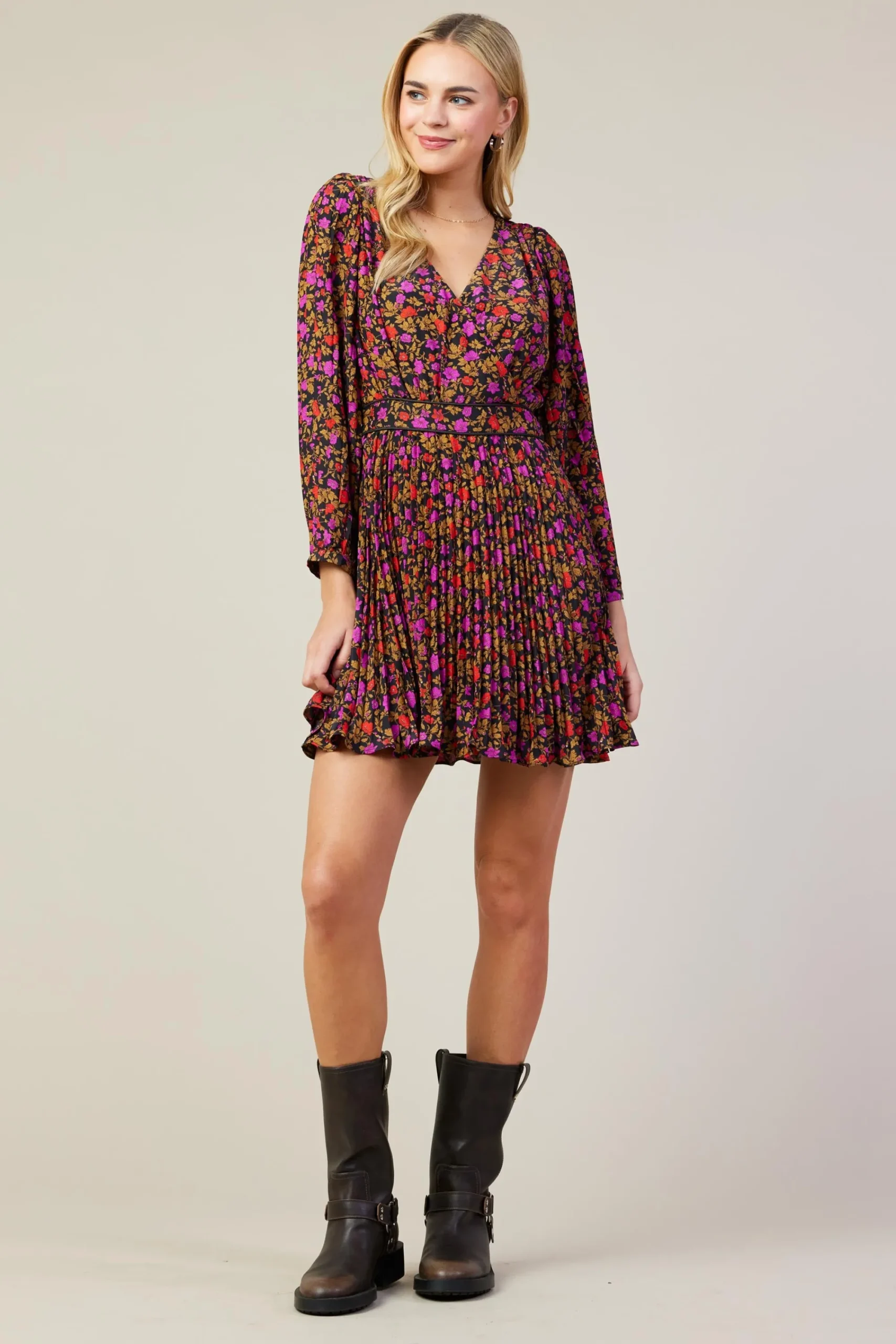 SKIES ARE BLUE Daray Floral Print Mini Dress* Mini Dresses