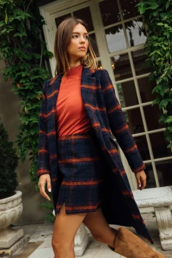 SKIES ARE BLUE Double Breasted Plaid Coat* Outerwear|Blazers