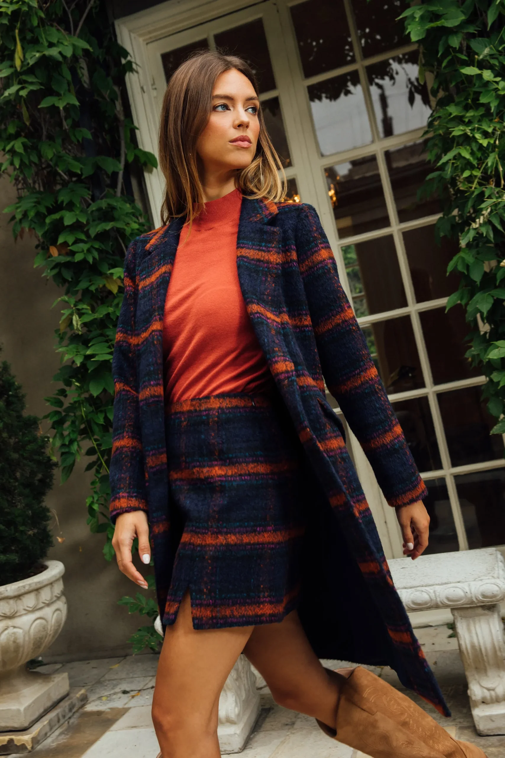 SKIES ARE BLUE Double Breasted Plaid Coat* Outerwear|Blazers