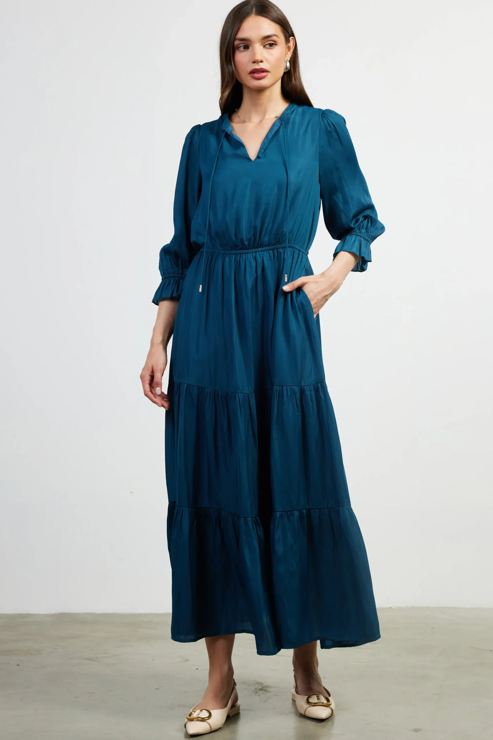 SKIES ARE BLUE Emery Ruffle Tiered Maxi Dress* Maxi Dresses