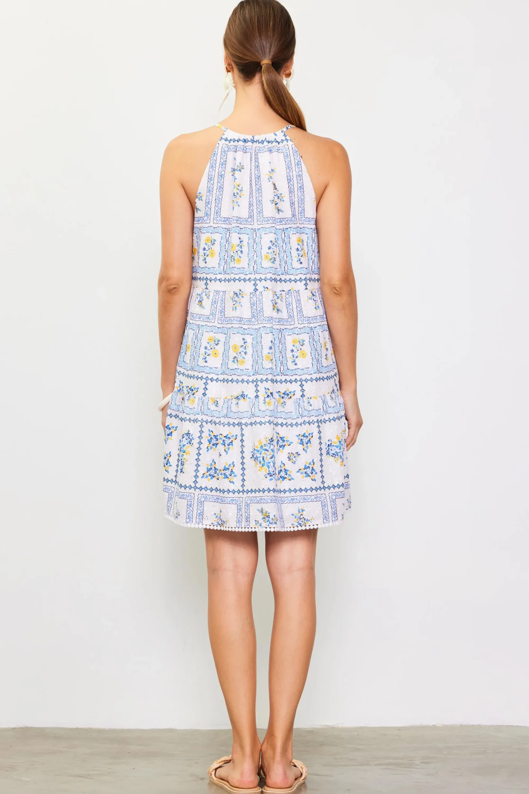 SKIES ARE BLUE Eyelet Embroidered Print Mini Dress* Mini Dresses