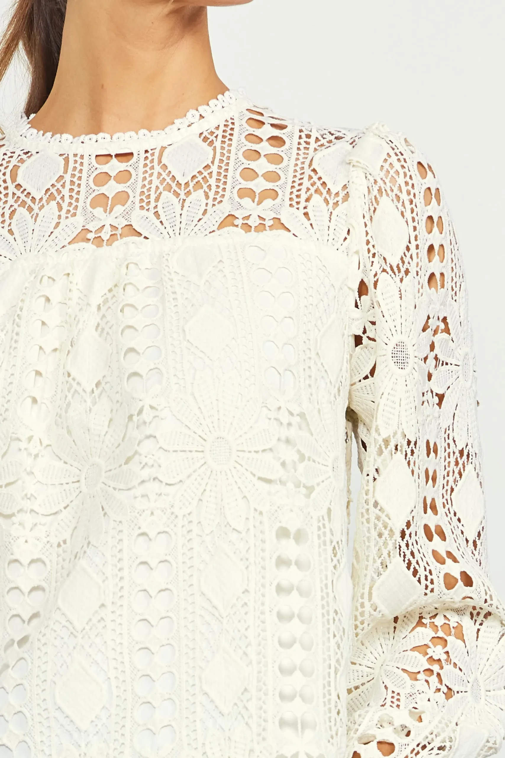 SKIES ARE BLUE Eyelet Lace Longsleeve Blouse* Blouses|Long Sleeve Tops