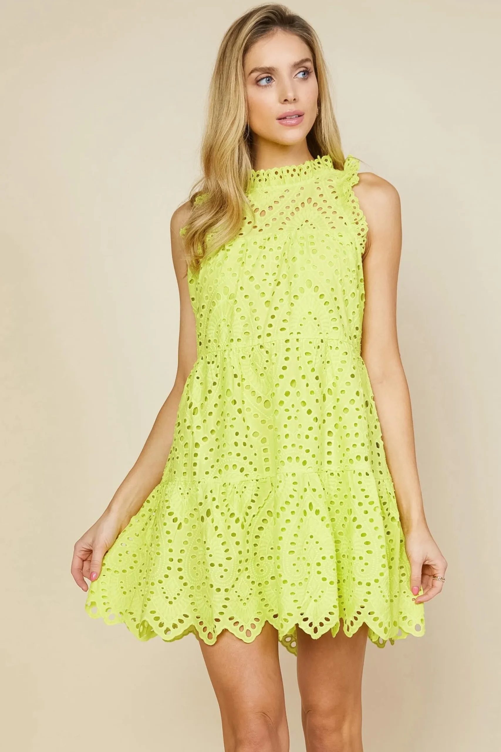 SKIES ARE BLUE Eyelet Lace Mini Dress* Mini Dresses