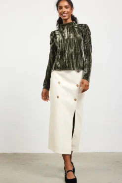 SKIES ARE BLUE Faux Leather Belted Midi Skirt* Skirts