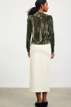 SKIES ARE BLUE Faux Leather Belted Midi Skirt* Skirts