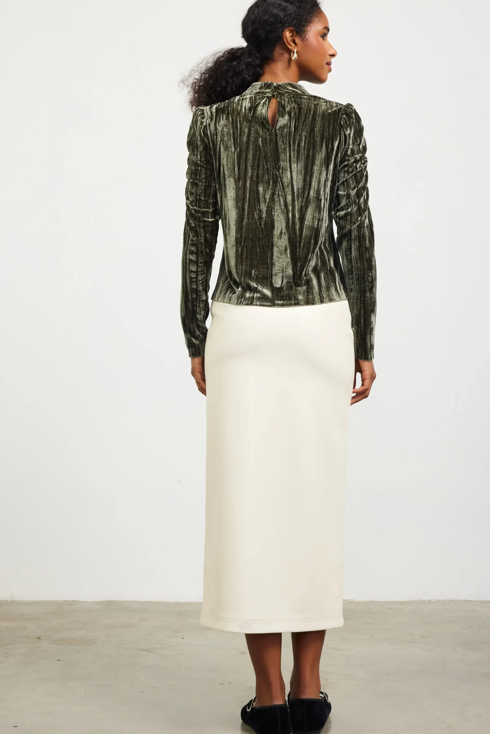 SKIES ARE BLUE Faux Leather Belted Midi Skirt* Skirts