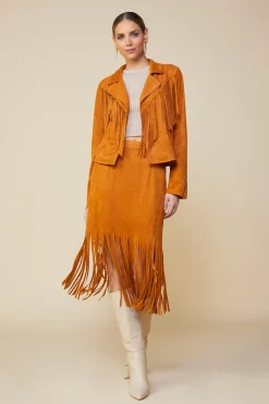 SKIES ARE BLUE Faux Leather Fringe Jacket* Outerwear