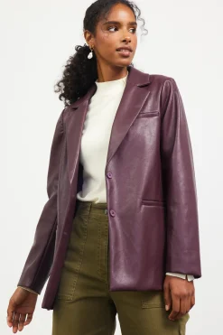 SKIES ARE BLUE Faux Leather Tailored Blazer* Outerwear|Blazers
