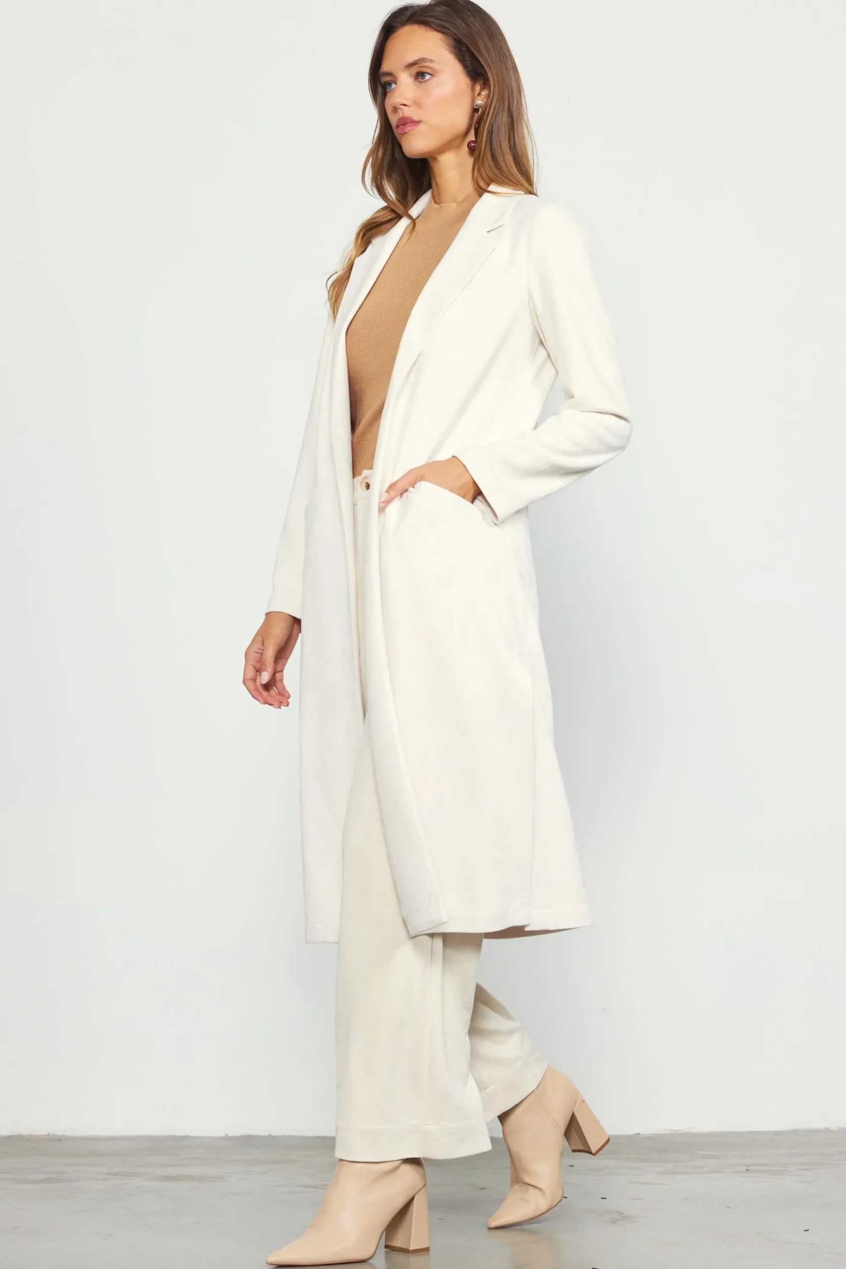 SKIES ARE BLUE Faux Suede Duster Coat* Outerwear
