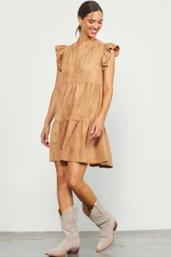 SKIES ARE BLUE Faux Suede Tiered Mini Dress* Mini Dresses