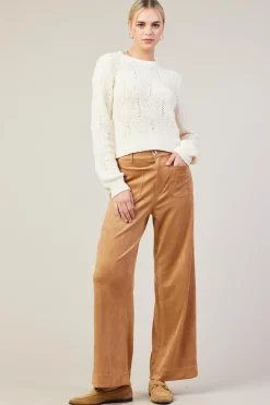 SKIES ARE BLUE Faux Suede Wide Leg Pant* Pants