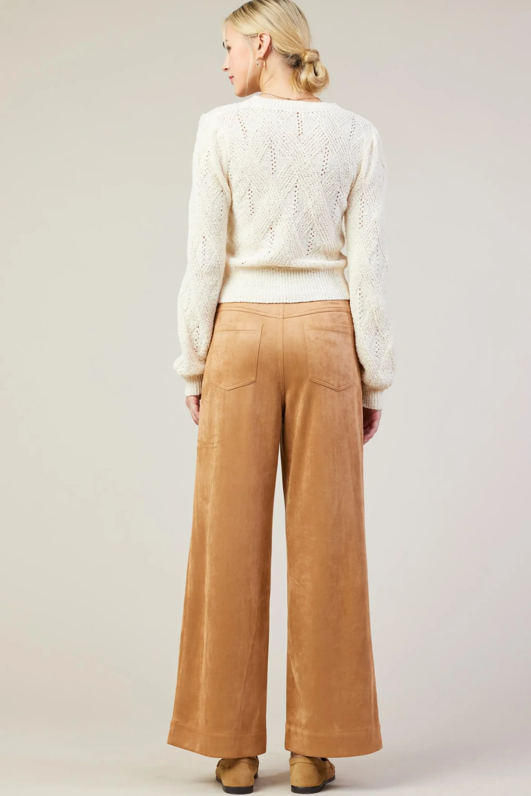 SKIES ARE BLUE Faux Suede Wide Leg Pant* Pants