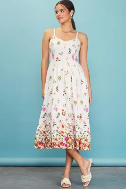 SKIES ARE BLUE Floral Motif Print Midi Dress* Midi Dresses