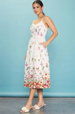 SKIES ARE BLUE Floral Motif Print Midi Dress* Midi Dresses