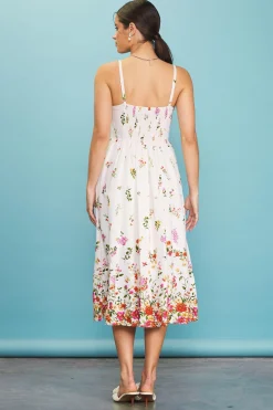 SKIES ARE BLUE Floral Motif Print Midi Dress* Midi Dresses