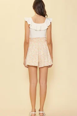 SKIES ARE BLUE Floral Print Paperbag Shorts* Shorts
