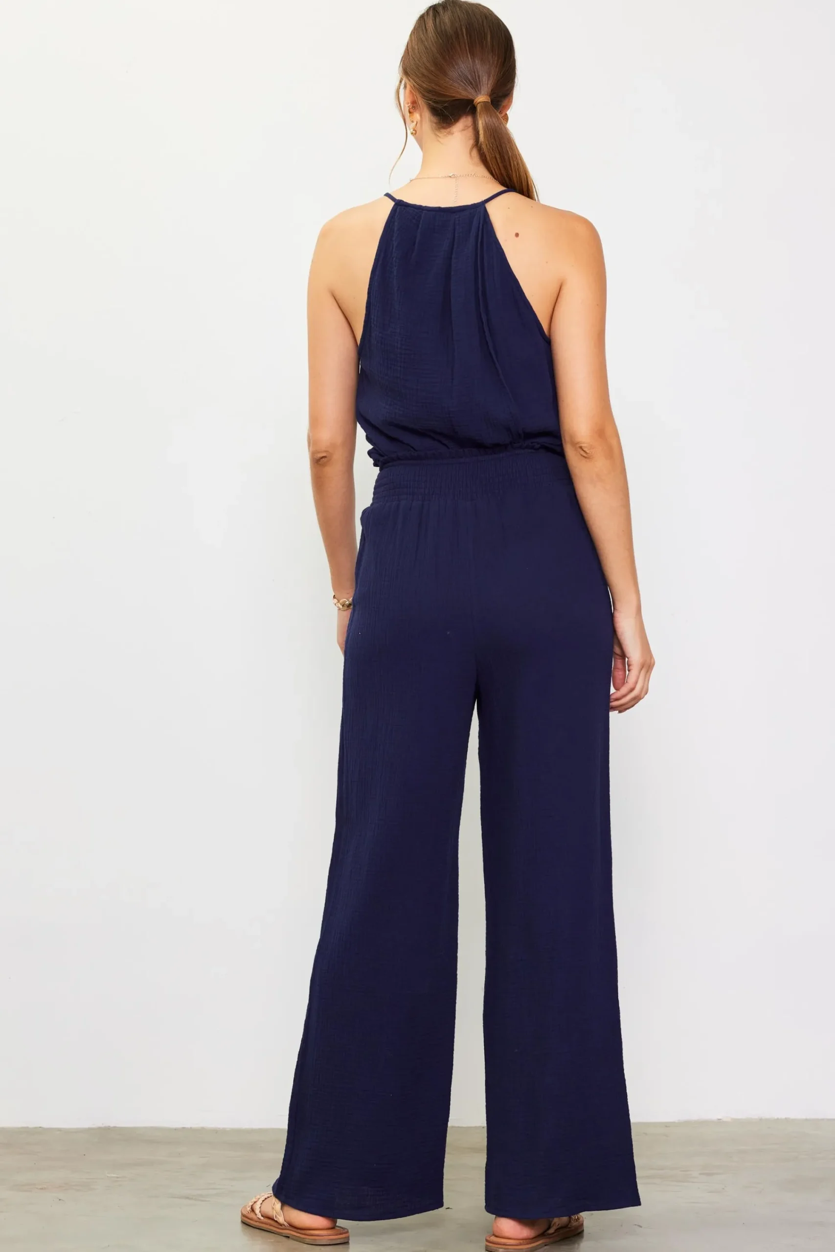 SKIES ARE BLUE Gaia Smocked Waist Wide Leg Pants* Pants