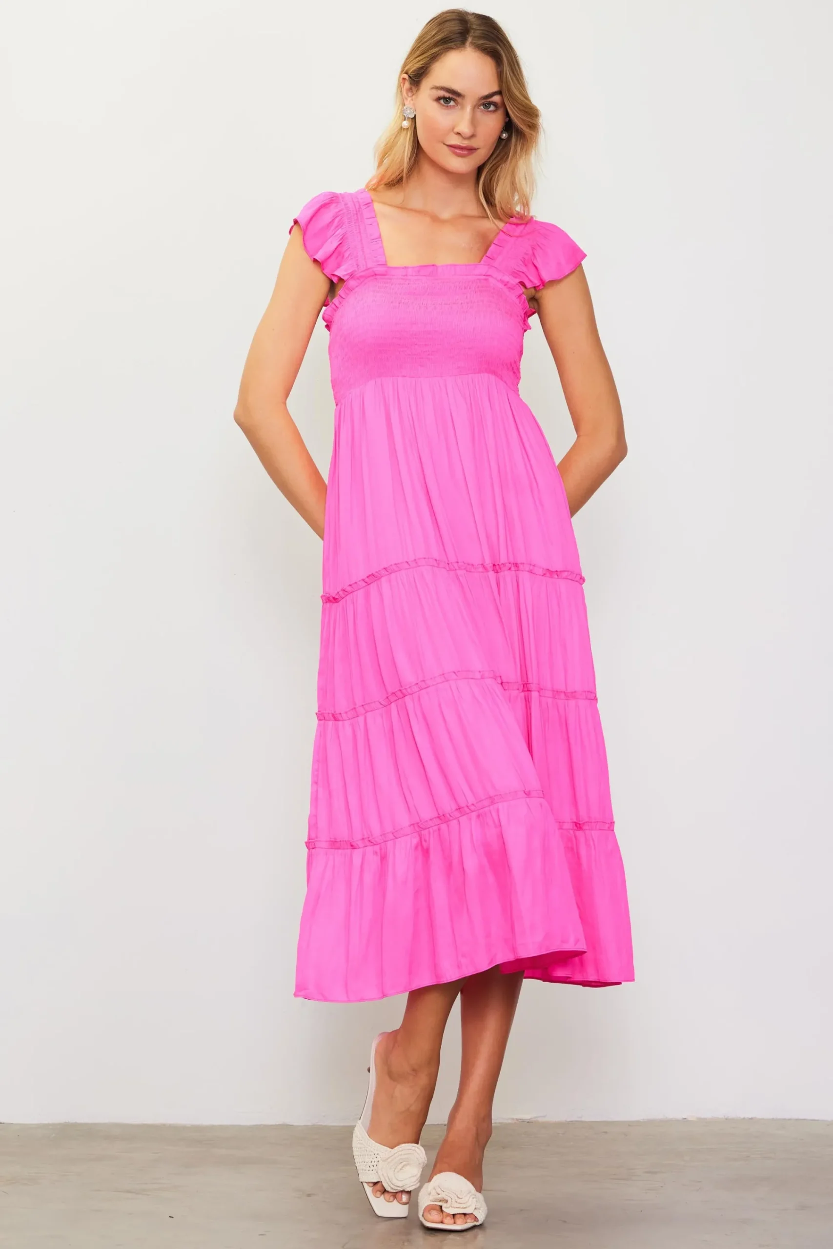 SKIES ARE BLUE Hathaway Tiered Midi Dress* Midi Dresses
