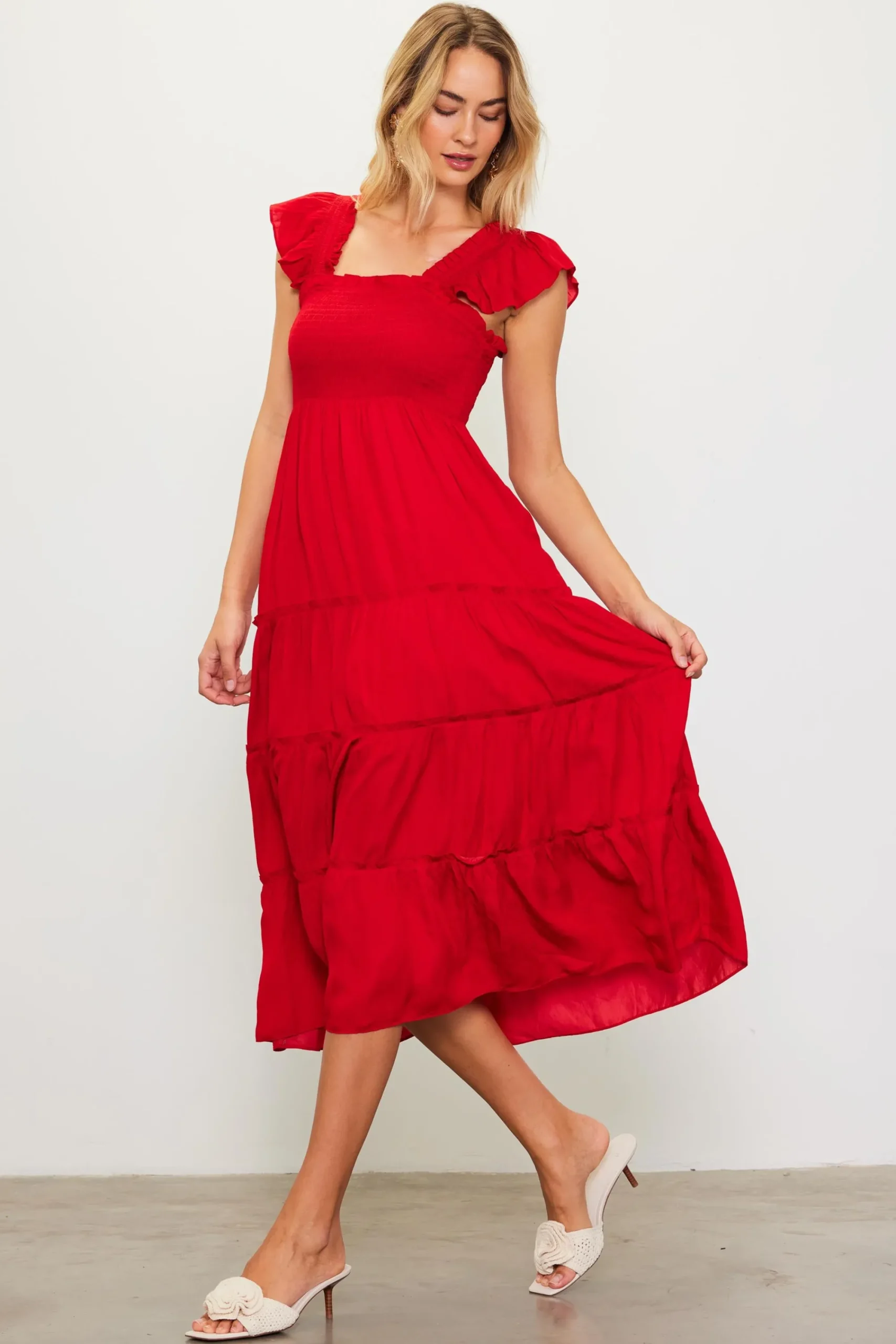 SKIES ARE BLUE Hathaway Tiered Midi Dress* Midi Dresses