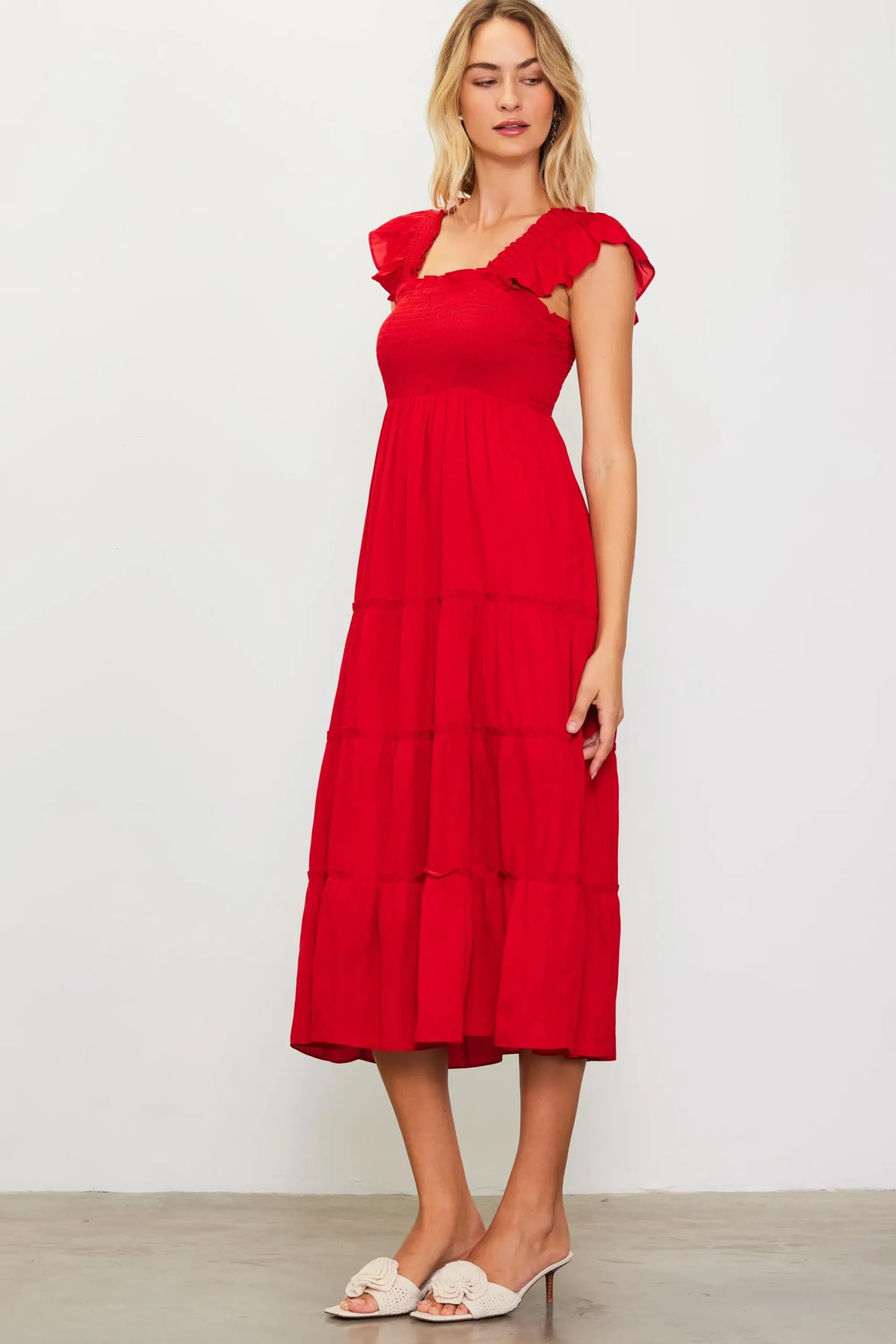 SKIES ARE BLUE Hathaway Tiered Midi Dress* Midi Dresses