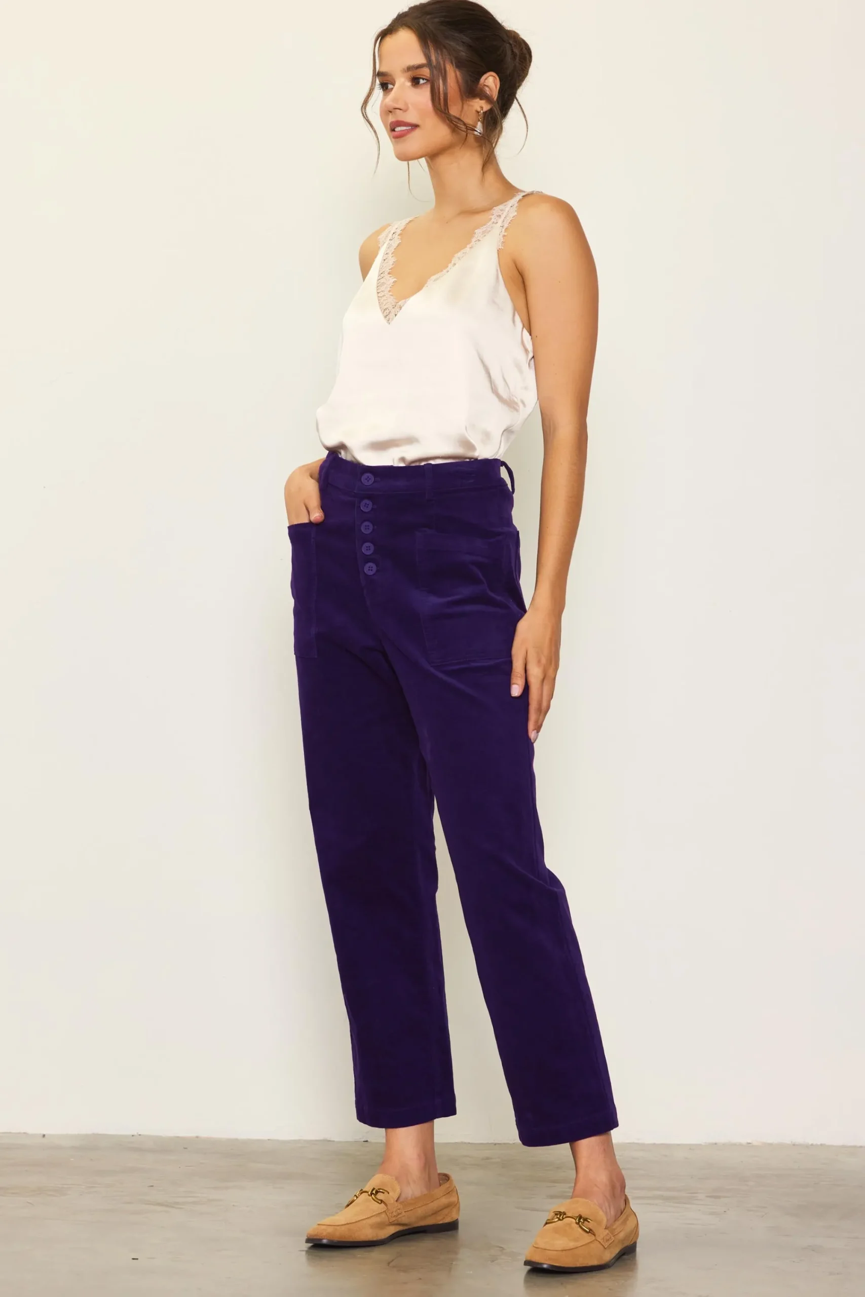 SKIES ARE BLUE High Waisted Corduroy Pants* Pants
